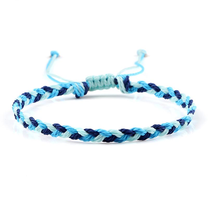 Adjustable Colorful Three-Strand Braided Waxed Thread Bracelet Set for Couples and Handmade Jewelry