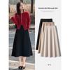 Petite Women's High Waist Woolen Mid-Length Umbrella Skirt, New A-Line Draping Style for Autumn/Winter 2026, Slimming Fit.