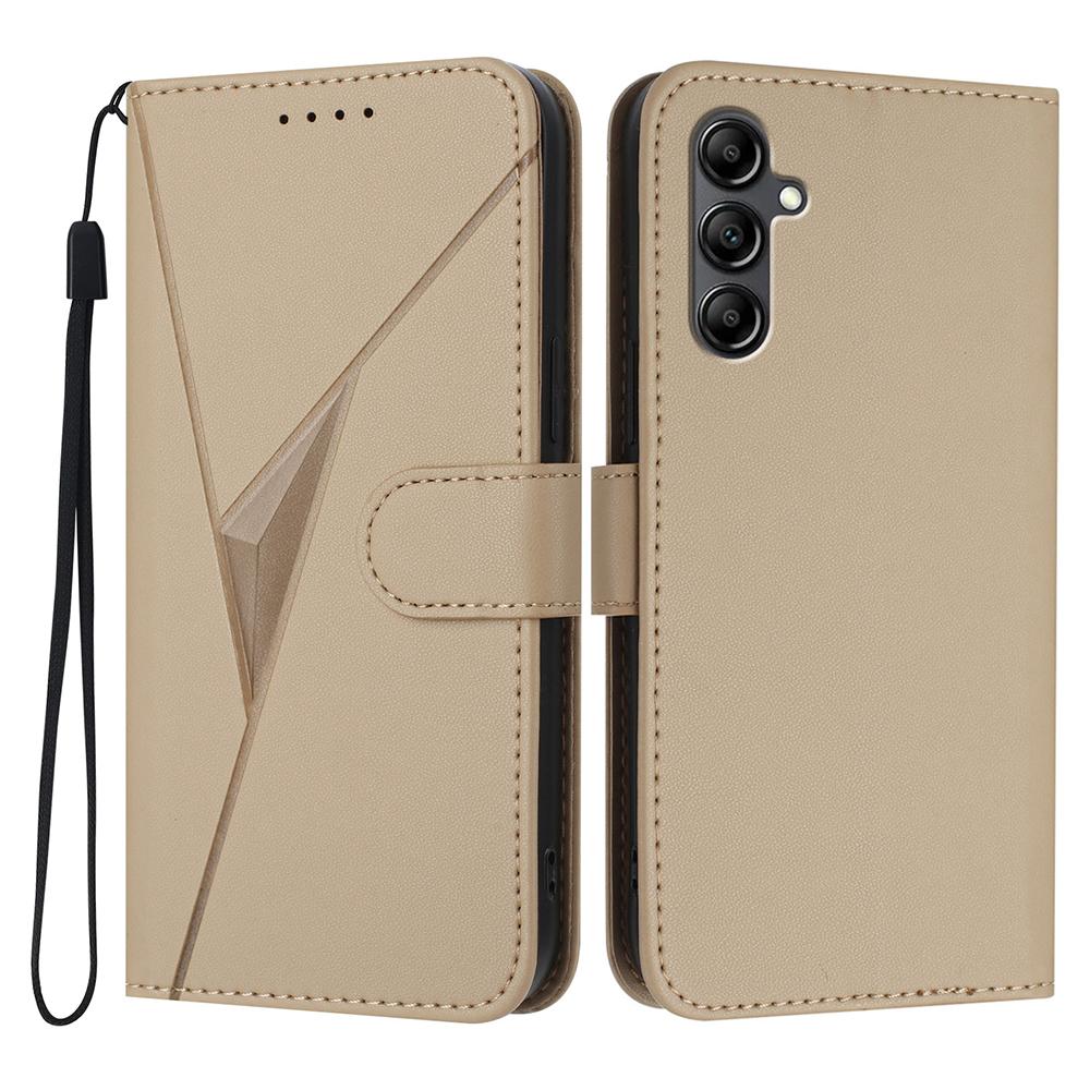 

YX0090 For Samsung Galaxy A16 5G/4G Case Triangle Imprint Leather Phone Cover with Lanyard Gold