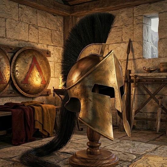 Handmade Spartan Warrior Helmet Bronze Finish Corinthian Armor with Horsehair Plume