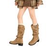 But Knee Boots Women's 2025 Autumn New Thick Heel Round Head Thin Tall Knight Boots Pleated Brown Pile Boots