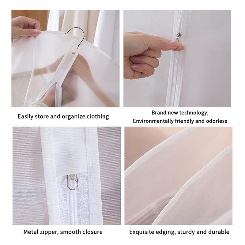 Thickened Washable Clothes Hanging Dust Cover Cover Suit Coat Transparent Fully Enclosed With Zipper Clothes Storage Bag