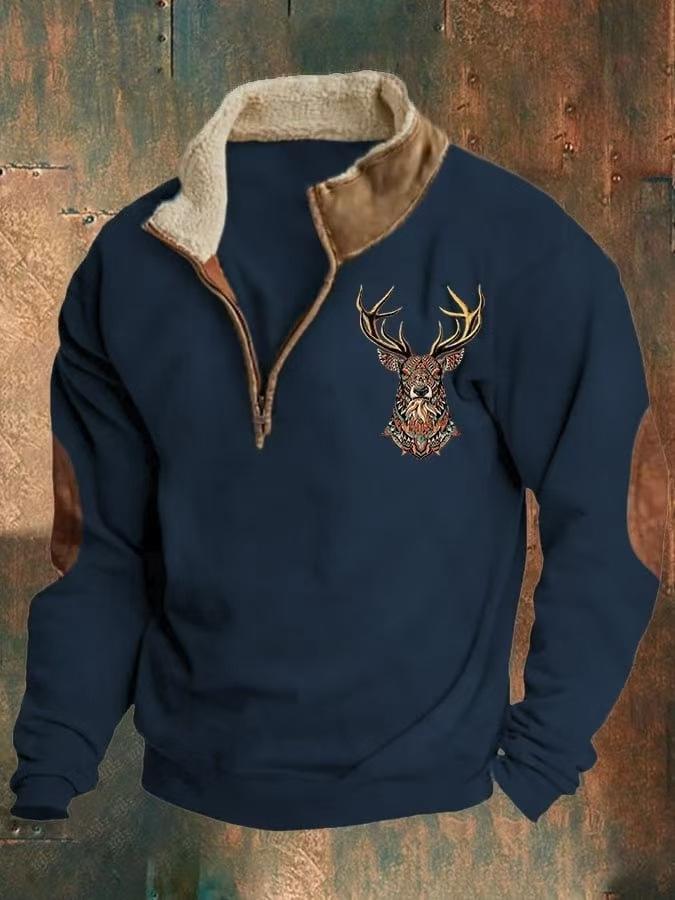 Men's 3D Print Half-Zip Long Sleeve Hoodie Jacket