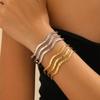 Women's C-Shaped Geometric Open Bangle: Titanium Steel Bracelet with Simple Lines
