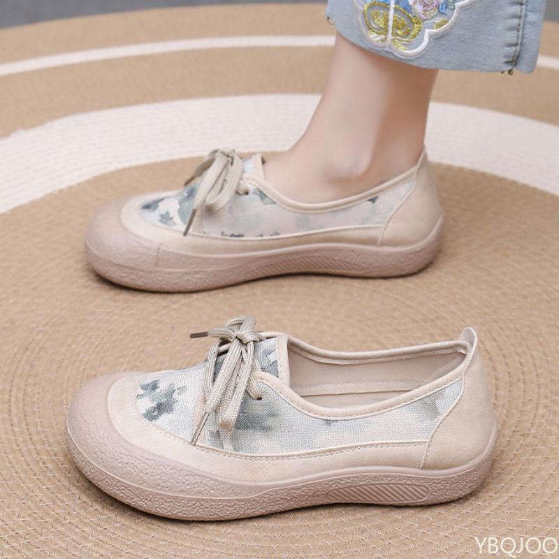 Spring and Autumn 2025 New Women's Single Shoes Thick Bottom Casual Comfortable Breathable Fisherman's Shoes Round Head Sneakers
