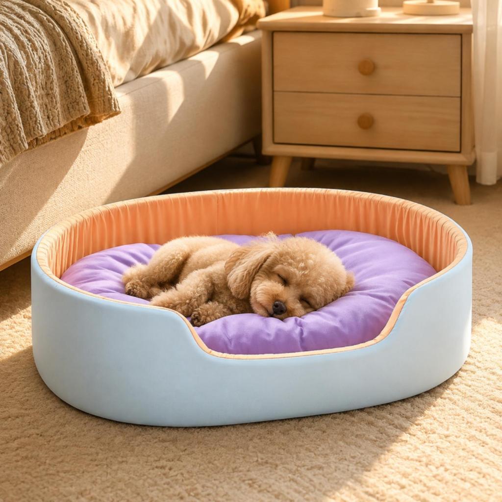 Pet Bed with Removable Pad Soft Semi-Enclosed Nest Calming for Dogs