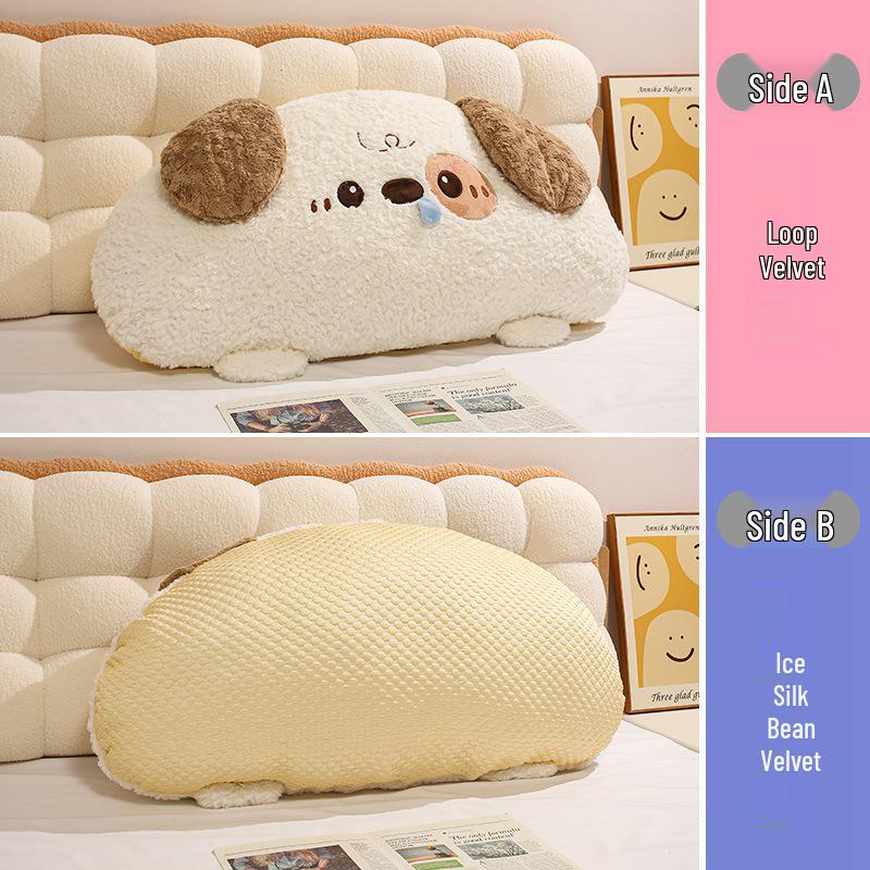 Cartoon Big-Head Fluffy Pillow: Double-Sided Cool Lumbar Support for Summer Sleep & Leg-Clamping.