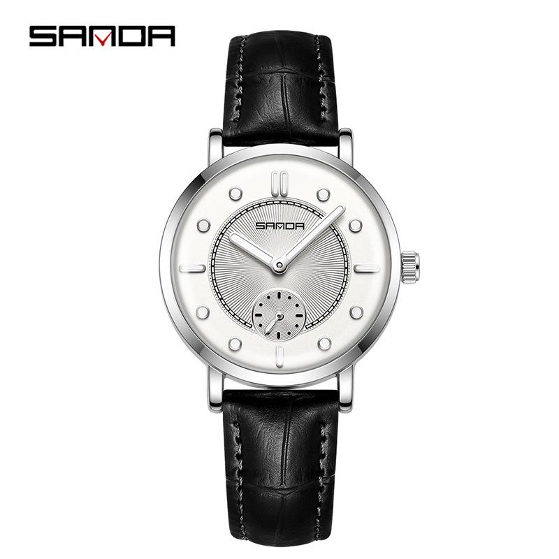 Fashion Sanda 1140 Top Brand Quartz Watch Simple Waterproof Leather Belt Women's Night Light Trendy Wristwatches For Ladies