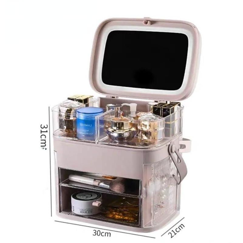 Cutie de depozitare pentru produse cosmetice de dimensiuni mari cu oglindă Masă de toaletă de uz casnic pentru îngrijirea pielii Rafturi pentru bijuterii