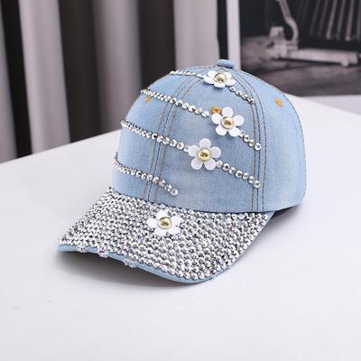 Damen Koreanischer Stil Strass Denim Baseballkappe - Modischer Outdoor Sonnenschutzhut