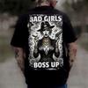 Bad Girls Boss Up Black Graphic Mafia Tattoo Edgy Tee Unisex T-Shirt