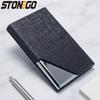 Waterproof Business Card Holder PU Leather Stainless Steel Case for Men and Women Portable Compact Business Card Wallet