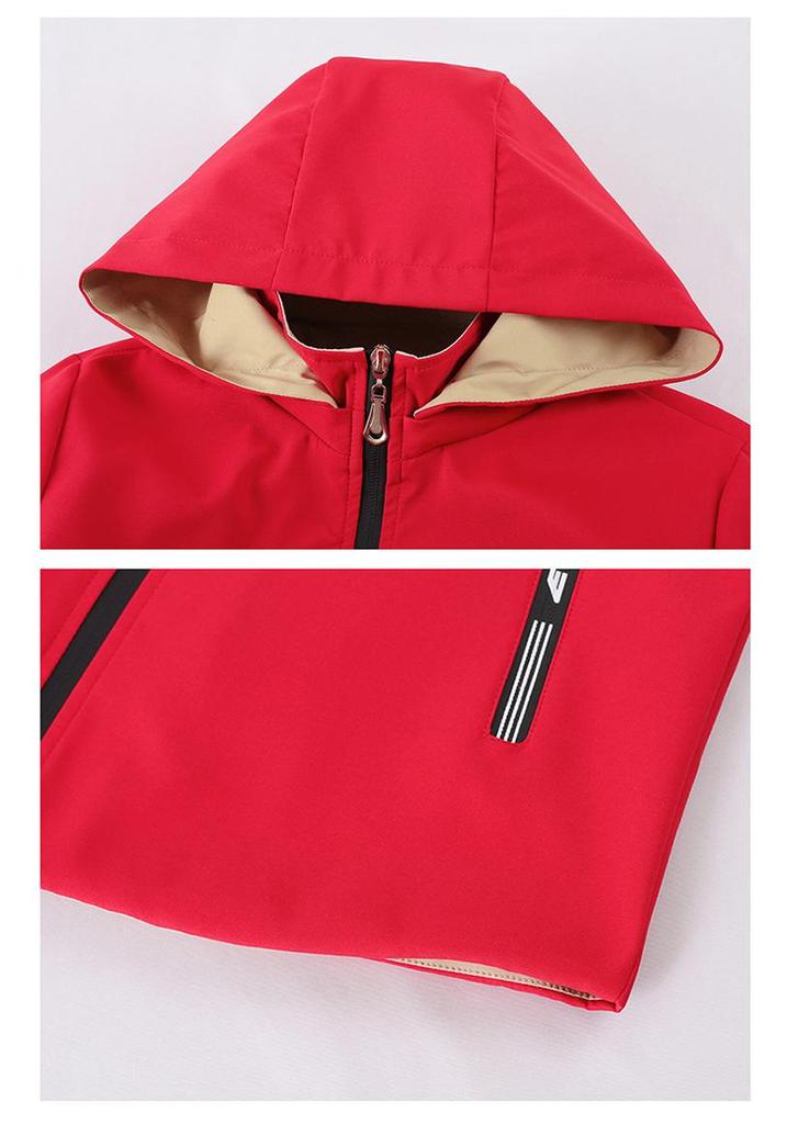 Reversible Hooded Jacket for Women: Spring/Autumn Slimming Cardigan with Detachable Hood, Flaw-Covering Design for Middle-Aged Mothers.