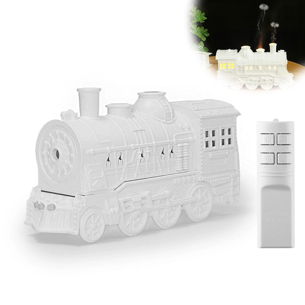 300ML Remote Control Retro Steam Train Flame Aromatherapy Essential Oil Diffuser Humidifier  Double Nozzle Jellyfish Style Spray
