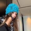 Bohemian Ethnic Style Handmade Head Wrap Hat Niche Design Spring Summer Thin High-end Blue Crochet Cap