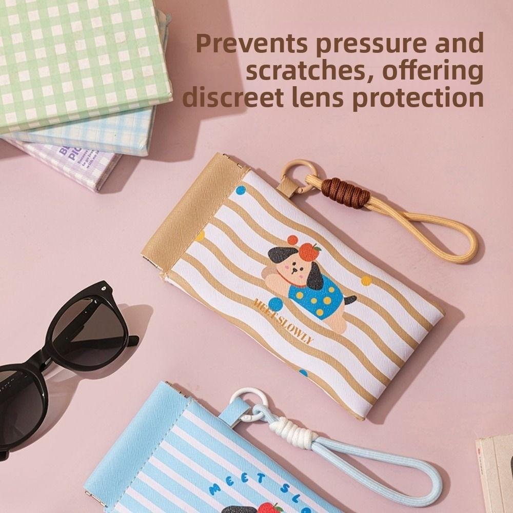 2Pcs Waterproof Self-closing Glasses Storage Bag Cartoon Portable Eyeglass Pouch  Female