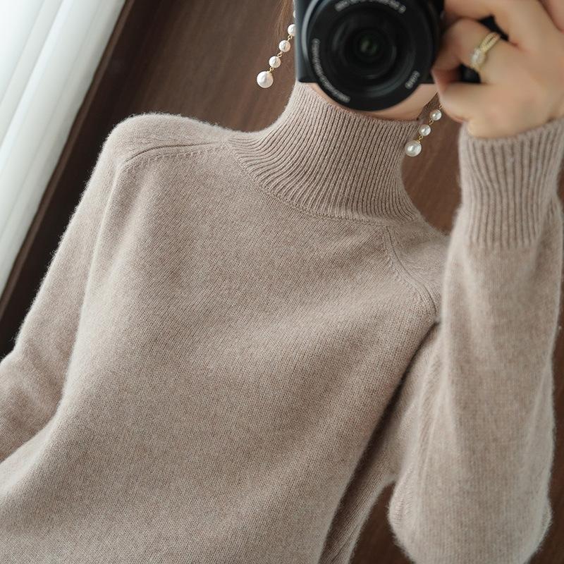 Long Sleeve Knitted Top Women Ladies Sweaters Autumn Warm Shirt Pullover Jumper Female Cashmere Blouse Clothesturtle Neck