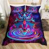 Black Owl King Queen Duvet Cover Moon Safari Bird Animal Bedding Set Lovely Wildlife Quilt Cover Grey Polyester Comforter Cover