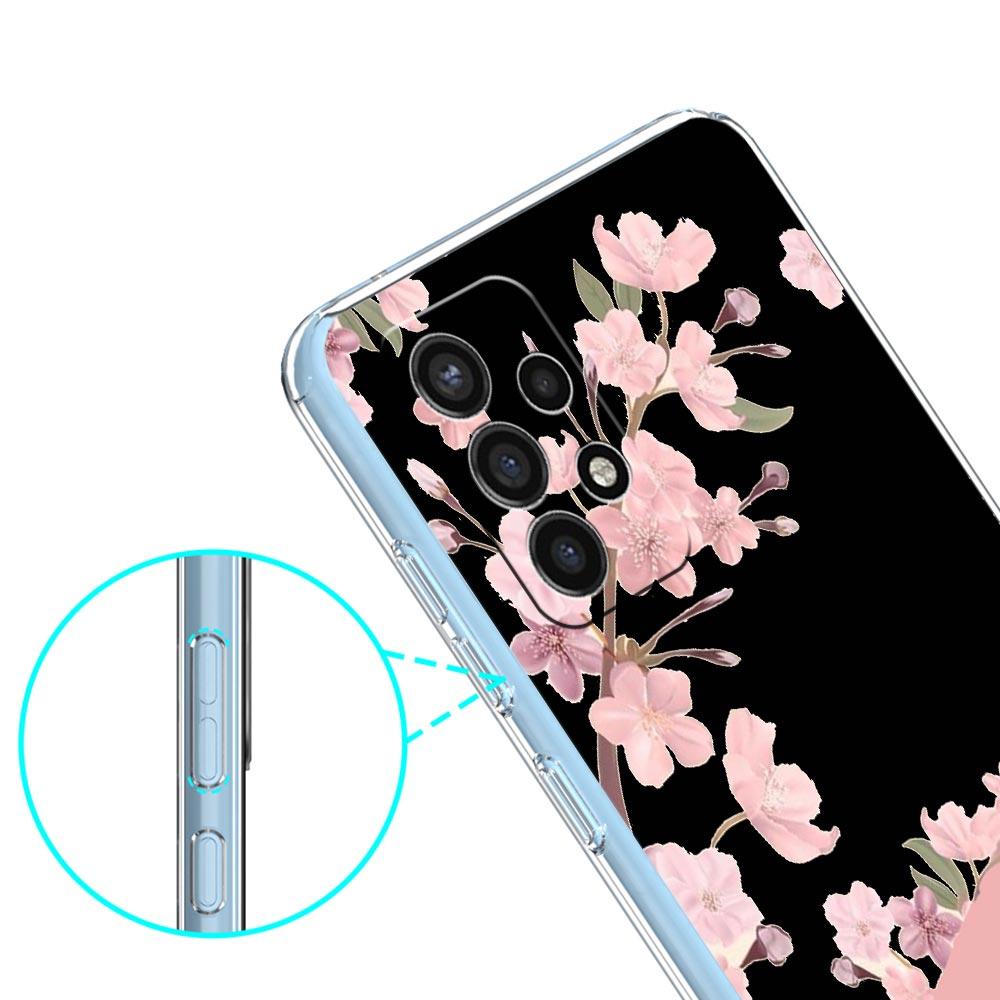 Pink Letter Flower Phone Case For Samsung A13 A33 A73 A53 A23 A51 A71 A21S A12 A31 A41 A05s A03S A15 A25 A32 5G Clear Cover
