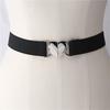 Women Elastic Belts Love Heart Metal Buckle Waist Dress Coat Sweater Decorative Waistband Accessories