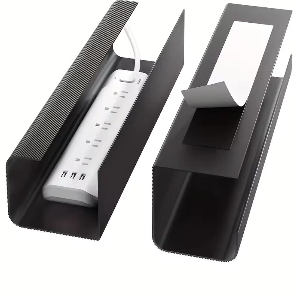 1pc 8.5cm/3.35in Under Desk Cable Management Tray Self Adhesive Cable Storage Rack Basket for Power Strip Adapter Useful