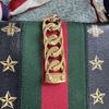 [Pre-Owned] Sylvie Gold Buckle Bee Star Pattern Striped Web Ribbon Bow Shoulder Crossbody Handbag Small - Good #KD2RKA