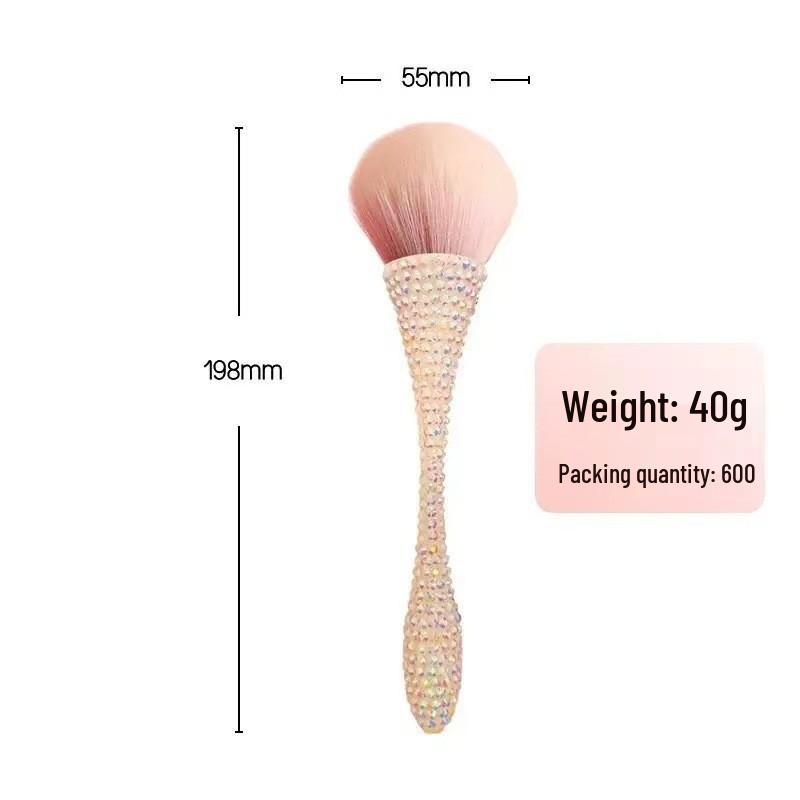 Diamond-Studded Slim Waist Powder Brush: Large Nail Art Dust & Setting Blush Brush