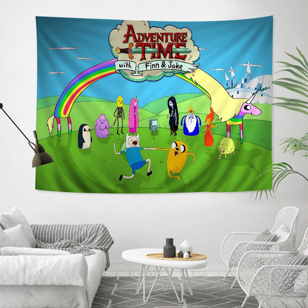 AAdventures Cartoon Time Anime Printed Large Wall Tapestry Cheap Hippie Wall Hanging Bohemian Tapestries Mandala INS Home Decor