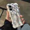 Luxury Glossy Reflective Tinfoil Wave Pattern Case For iPhone 16 Plus 15 14 13 12 Pro Max 11 3D Curved Bright Plating Cover