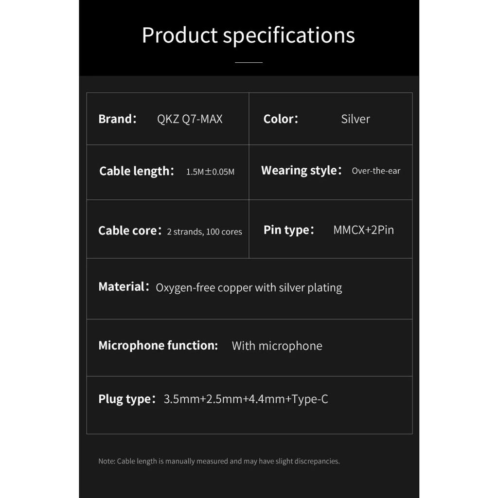 QKZ Cablu Căști Q7MAX cu Microfon HiFi Căști cu Fir de Înlocuire Cablu de Upgrade 2.5/3.5/4.4MM/TypeC/MMCX/2Pin pentru KZ EDX PRO TRN