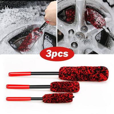1/3 peças Roda Woolies Plush Soft Alloy Wheel Cleaning Brush Car Detailing Brushes Para Auto Moto Manutenção Cuidados Ferramenta de limpeza