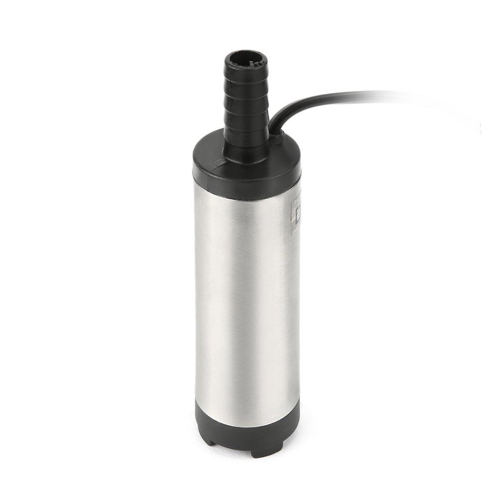 12V/24V DC Fuel Transfer Pump Diesel Oil Water Submersible Electric Motor for Car Camping Fishing Stain Steel Shell Portable