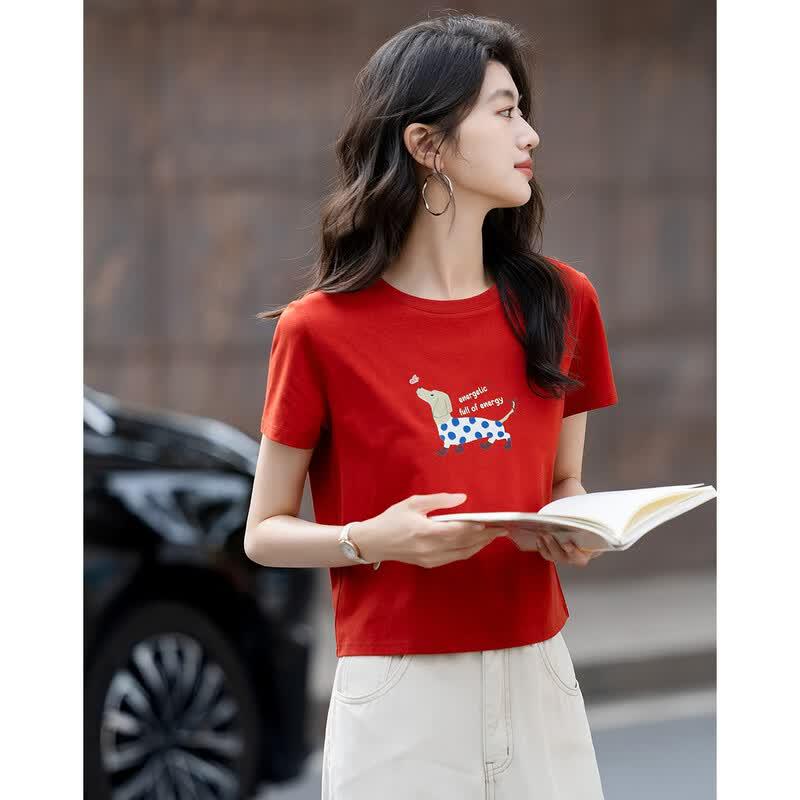 Women's Cartoon Animal Print T-Shirt