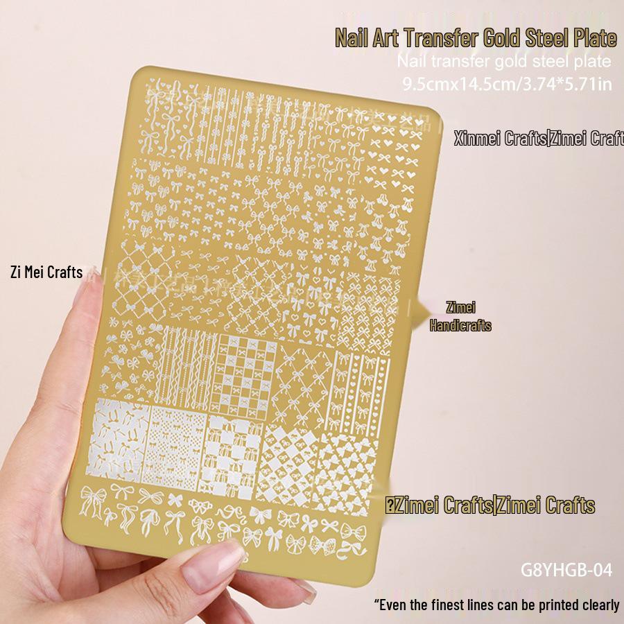 Gold 2025 Bowknot Floral Nail Stamping Plate