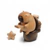 Wooden Capybara Figurine Beech Wood Handcrafted Tabletop Decor
