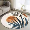 Tropical Leaf Round Rug Boho Plant Print Carpet Stylish Contemporary Abstract Round Floormat for Living Room Bedroom Terrace