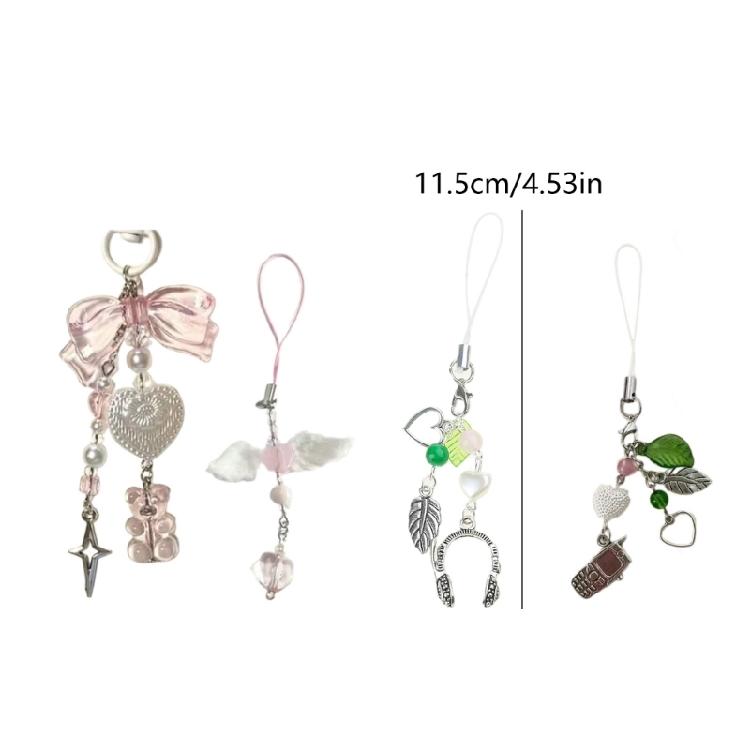 Y2K Bear Wing Headphone Charm Pendant Hanging Decoration for Keys Bag Purse