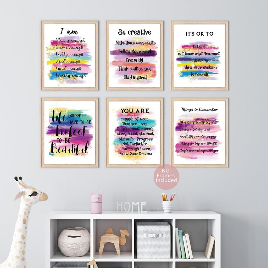 Pirational Positive Quotes Wall Decor Posters, Encouragement Gifts For Women Teens Girls Daughter, Affirmations Motivational Wall Art Prints For