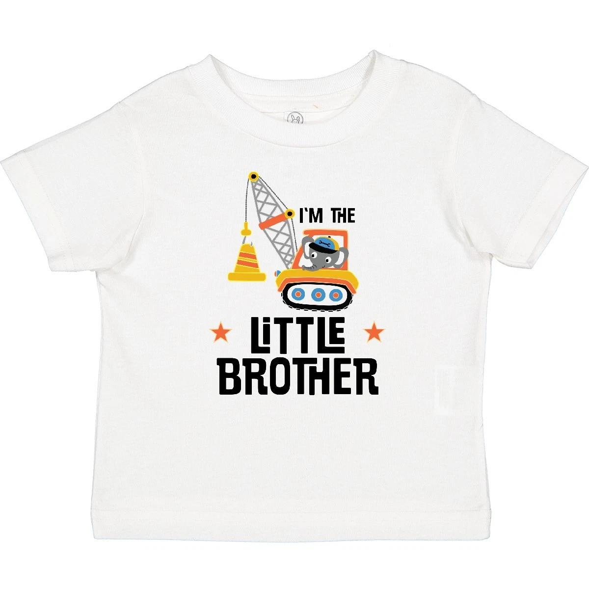 Inktastic Little Brother Construction Truck Boys Baby T-Shirt Lil Bro Clothing 100