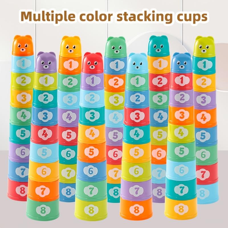9PCS Rainbow Stacking Cups Set Random Color Nesting Cups Infant Bathroom Bath Water Toys Beach Sand Play Toys for Toddlers Gift
