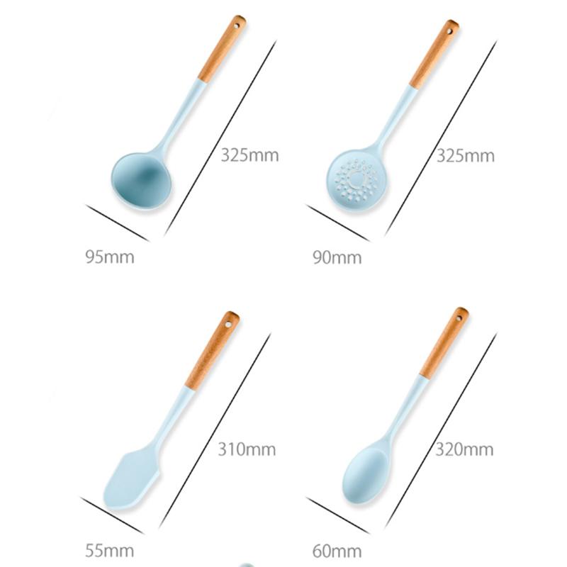 Neues blaues Silikon-Küchengeschirr, Antihaft-Kochwerkzeug, Spatel, Schöpfkelle, Schneebesen, Schaufel, Suppe, Kochgeschirr, Utensilien, Küchen-Kochgeschirr