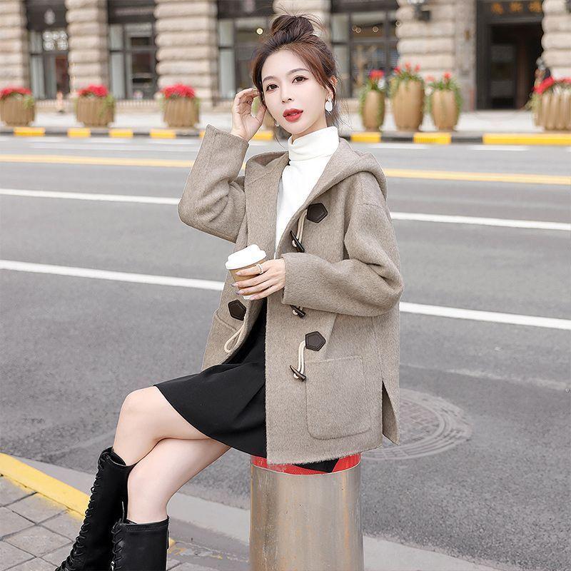 Woolen Coat Women's New Autumn and Winter Small Short Hooded Woolen Versatile Coat Feeling