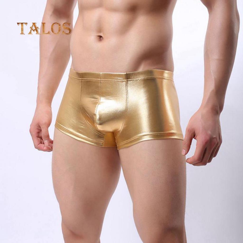 TALOS Fashion Club Men Patent Leather Boxers U Convex Underwear Underpants Shorts