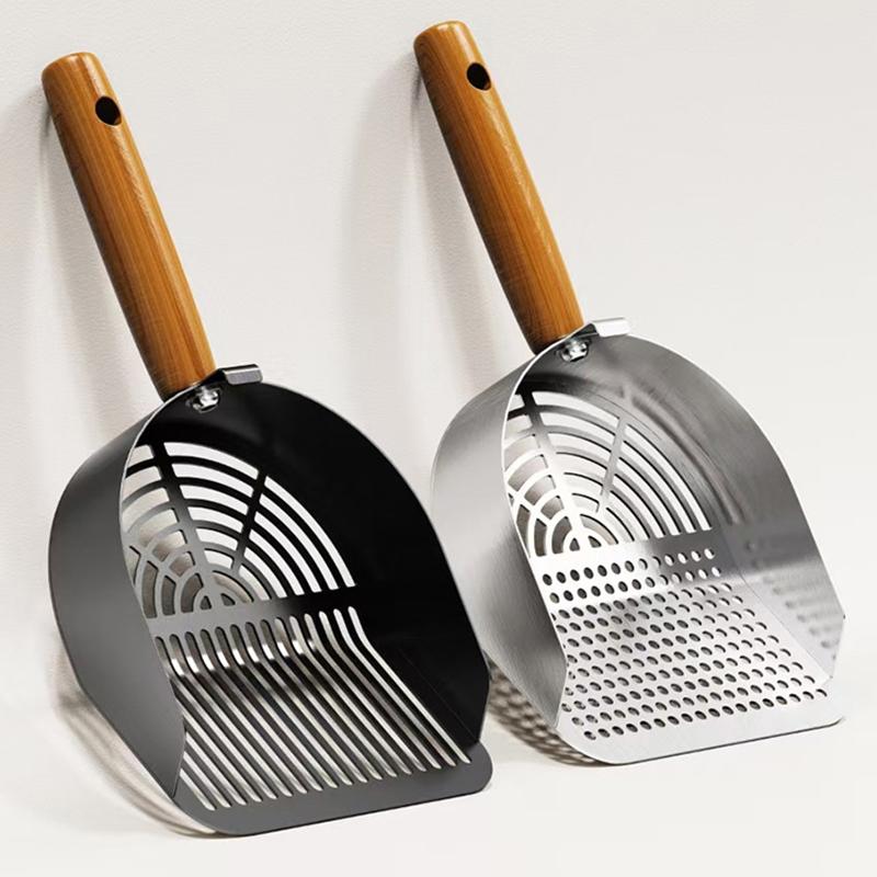 Katzenstreuschaufel aus Edelstahl Langlebige Langstiel-Katzenschaufel Stabile Maschenschaufel Streufilter Haustierreinigungswerkzeuge