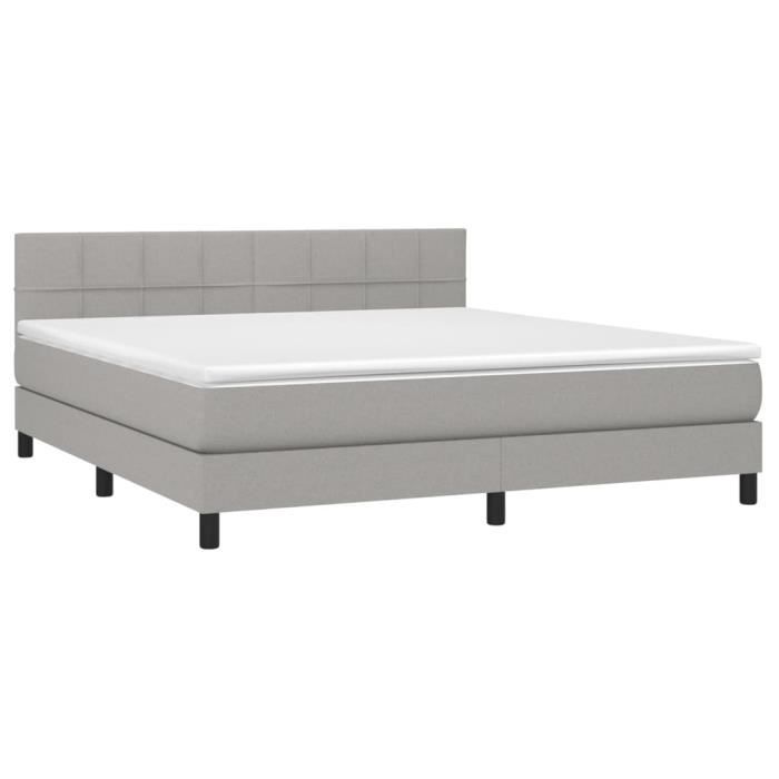 3140065 vidaXL Lit à sommier tapissier avec matelas Gris clair 160x200cm Tissu