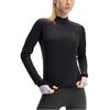 Fila Athletics Fitness Solid Color Fleece Casual Long Sleeve Breathable Regular T-Shirt Women Tops Black A11W441202F-BK