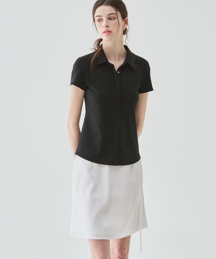 Deuloupisumeon Supple Jersey Collared Short Sleeve T-Shirt [Black]