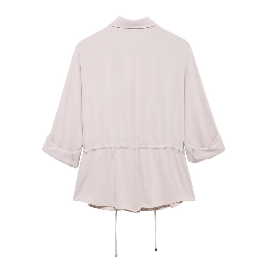 Spring 2025 Women's Slim Fit Drawstring Waist Workwear Shirt