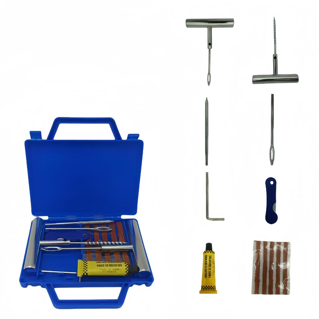 12pc Tire Repair Tool Set with Blue Box – Quick and Essential for Outdoor Emergencies