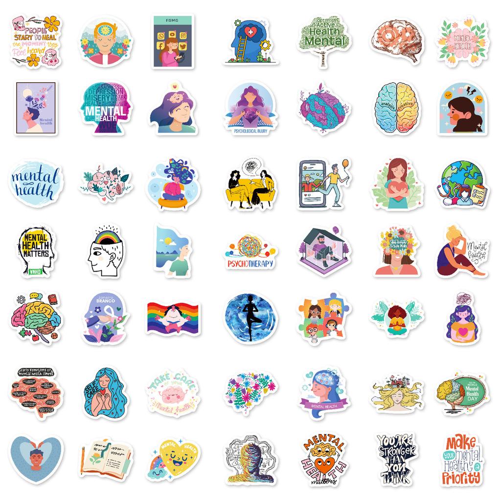 100 Girl Mental Health Theme Series PP Waterproof Stickers DIY Tablet Laptop Stickers